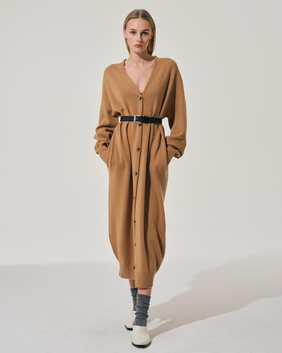Scaglione CARDIGAN LUNGO SEAMLESS CARAMEL Affare Del Giorno