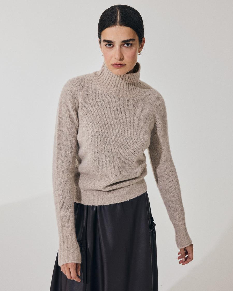 Scaglione TURTLE NECK SLIM PUFFED CASHMERE BEIGE Sottocosto