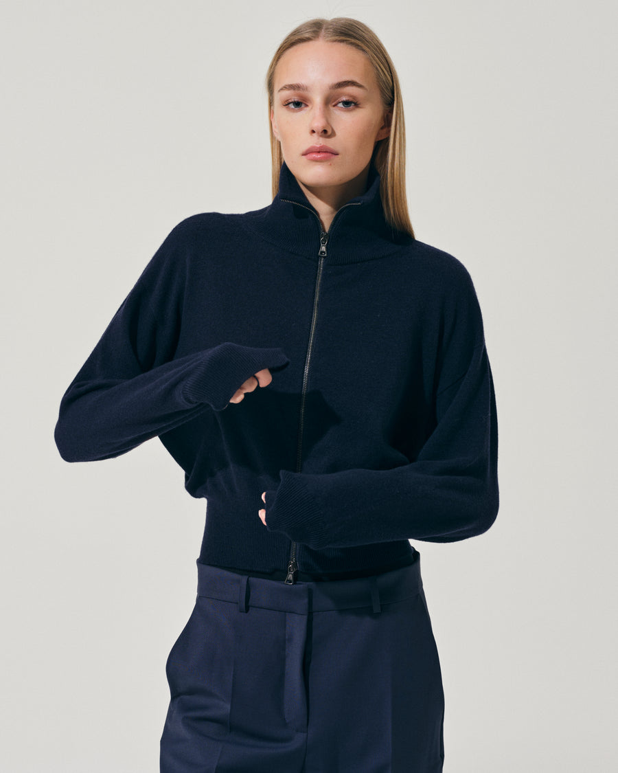 Scaglione BOMBER ZIP CASH BLEND NAVY Economico