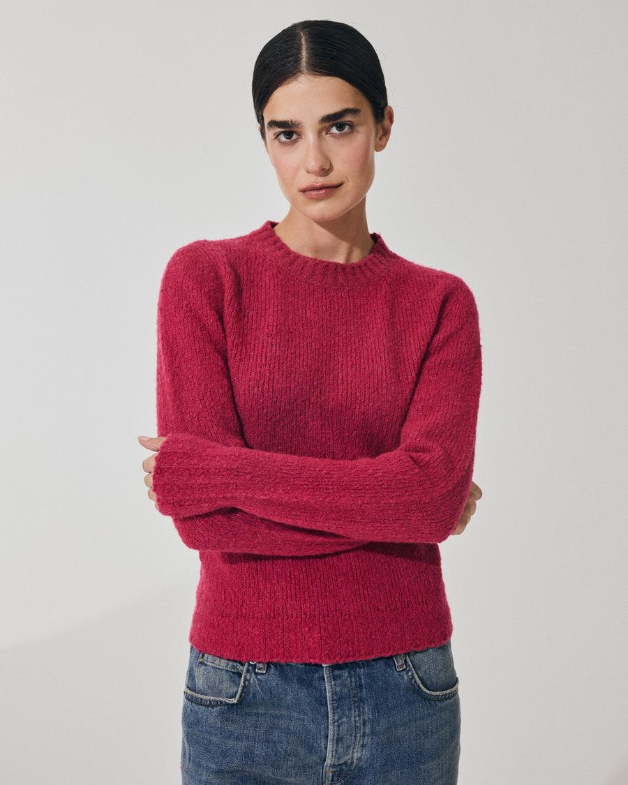 Scaglione ROUND NECK SLIM PUFFED CASHMERE SEAMLESS DAHLIA Vendite Flash