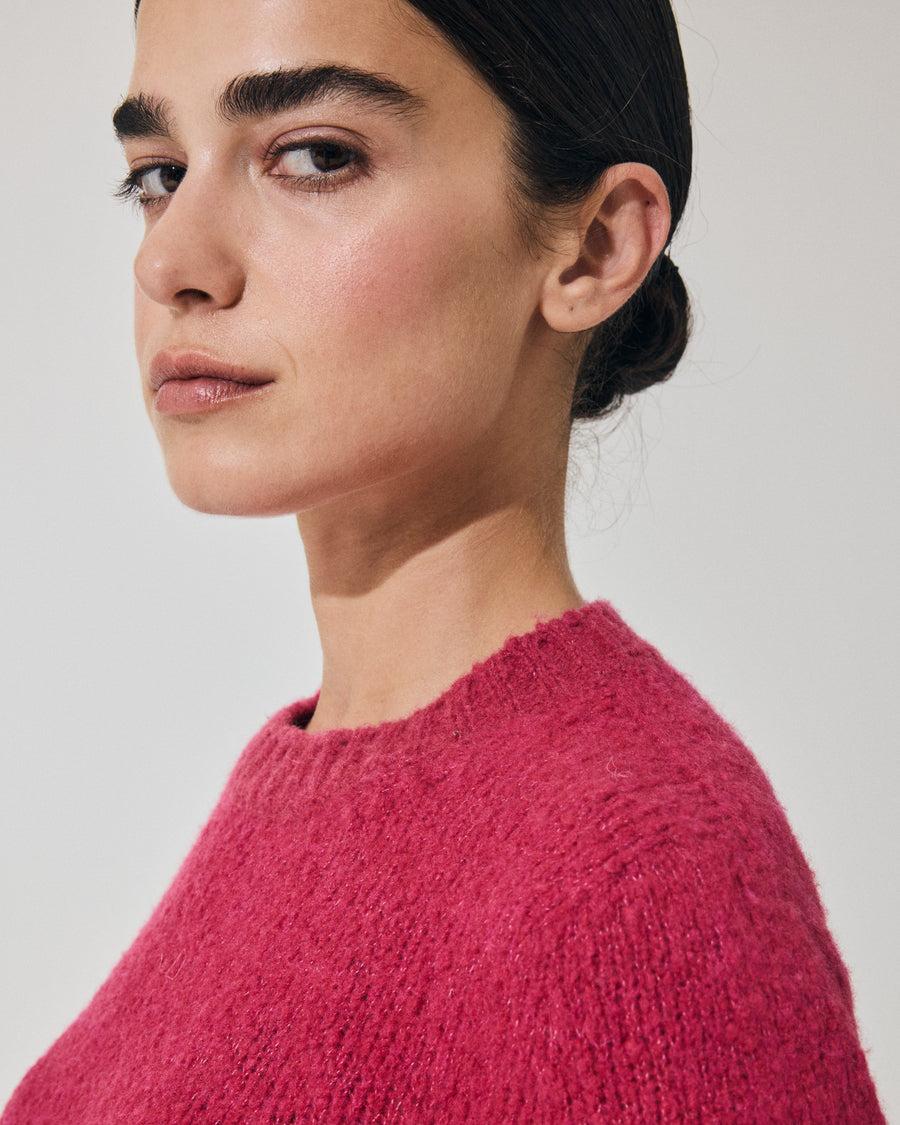 Scaglione ROUND NECK SLIM PUFFED CASHMERE SEAMLESS DAHLIA Vendite Flash