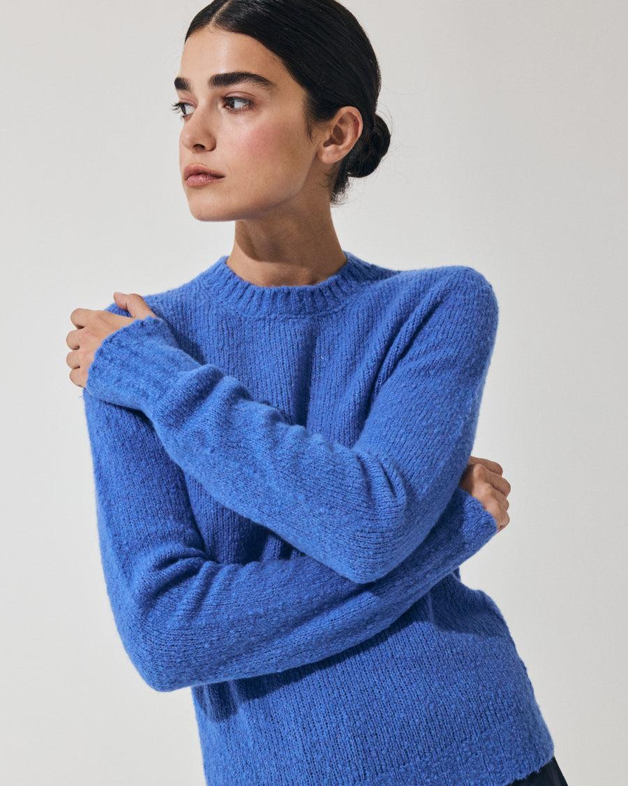 Scaglione ROUND NECK SLIM PUFFED CASHMERE SEAMLESS CORNFLOWER Negozio