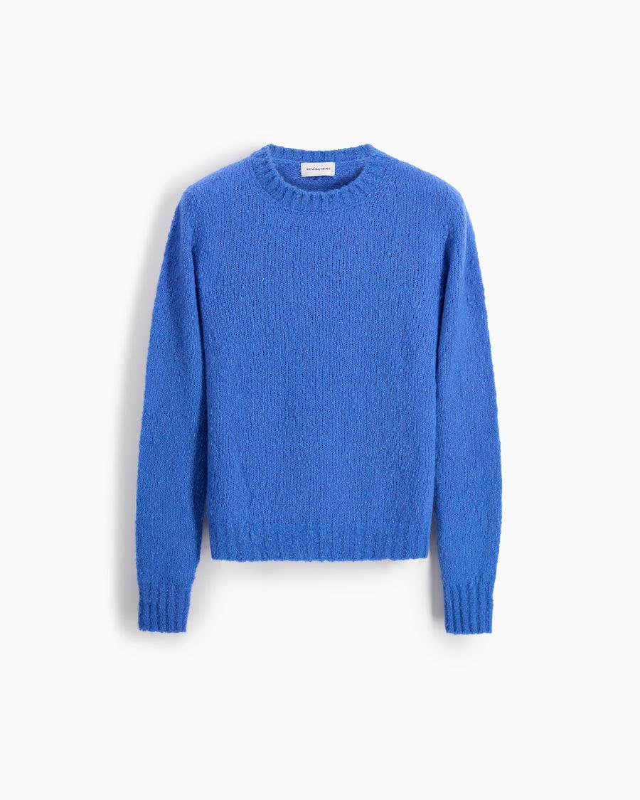 Scaglione ROUND NECK SLIM PUFFED CASHMERE SEAMLESS CORNFLOWER Negozio