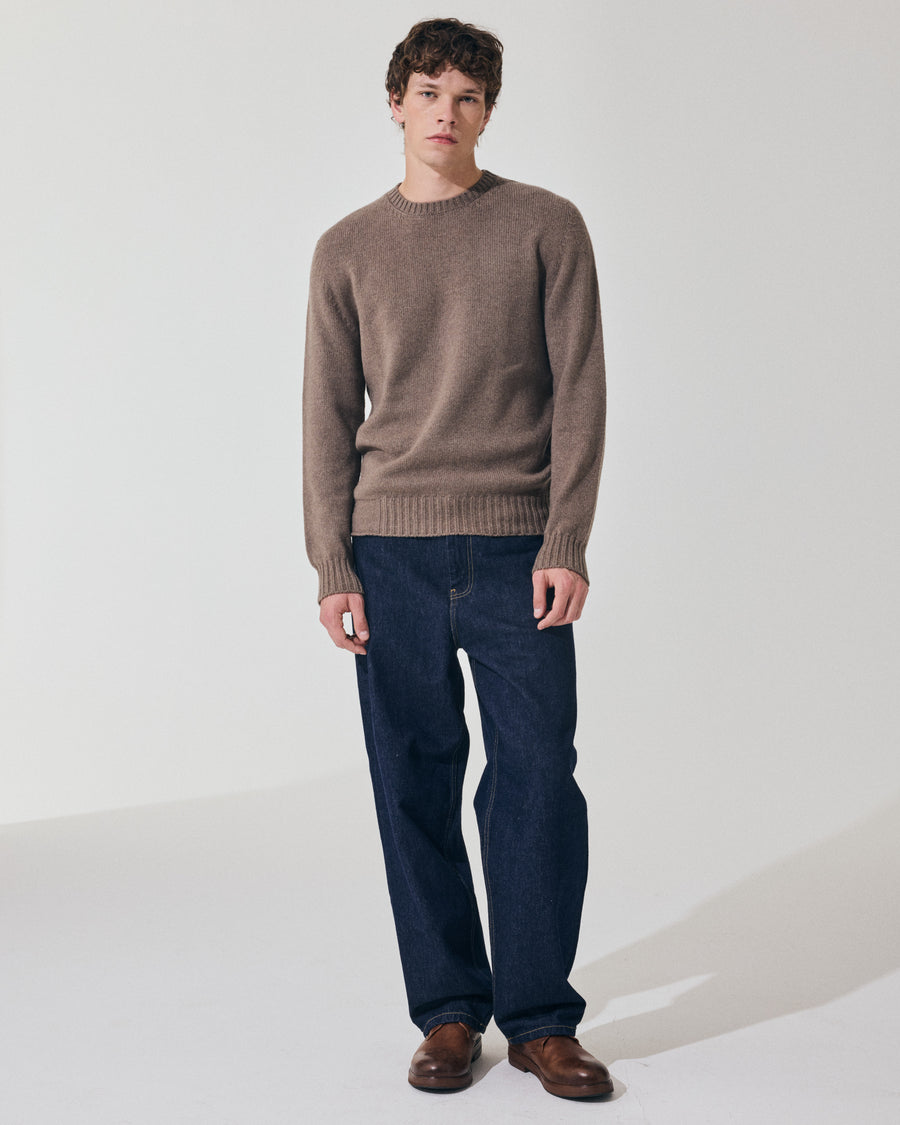 Scaglione ROUND NECK SOFT HYBRD CASHMERE TAUPE Spedizione Gratuita