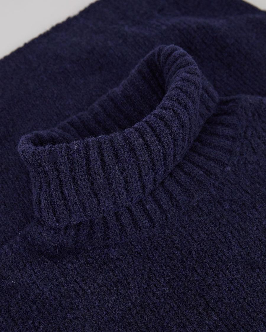 Scaglione TURTLE NECK SEAMLESS PUFFED CASHMERE CASHMERE NAVY Vendita Economica