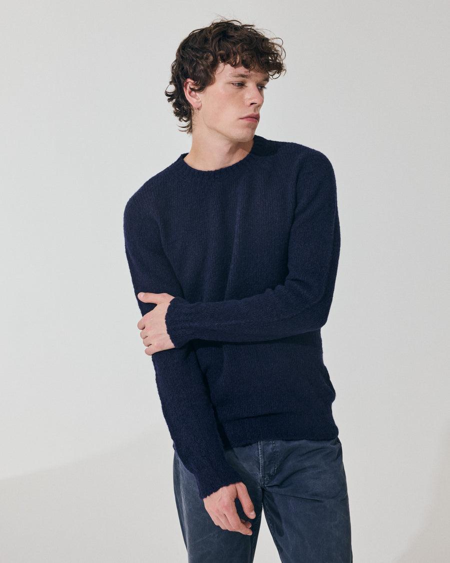 Scaglione ROUND NECK SEAMLESS PUFFED CASHMERE CASHMERE NAVY Negozio