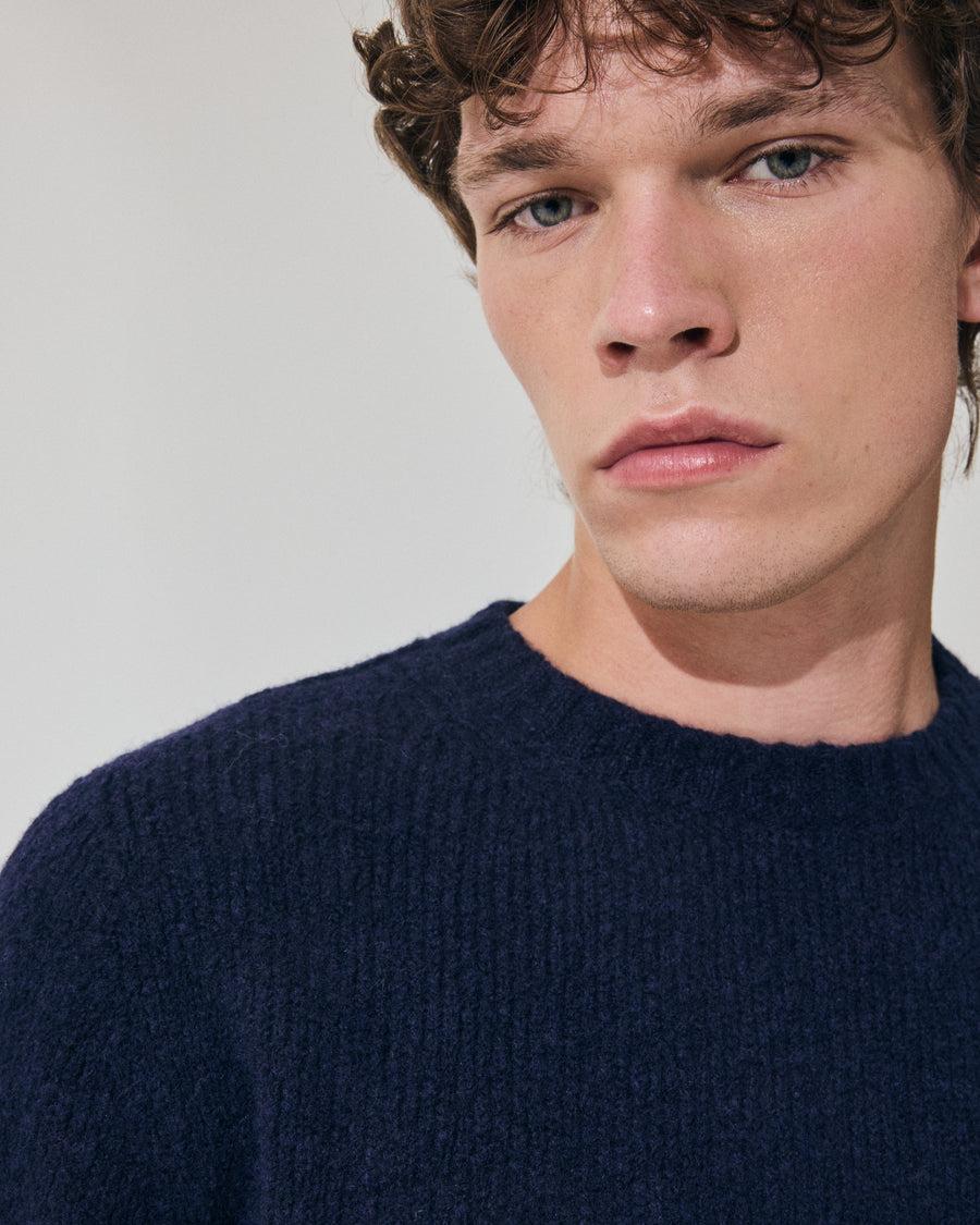 Scaglione ROUND NECK SEAMLESS PUFFED CASHMERE CASHMERE NAVY Negozio