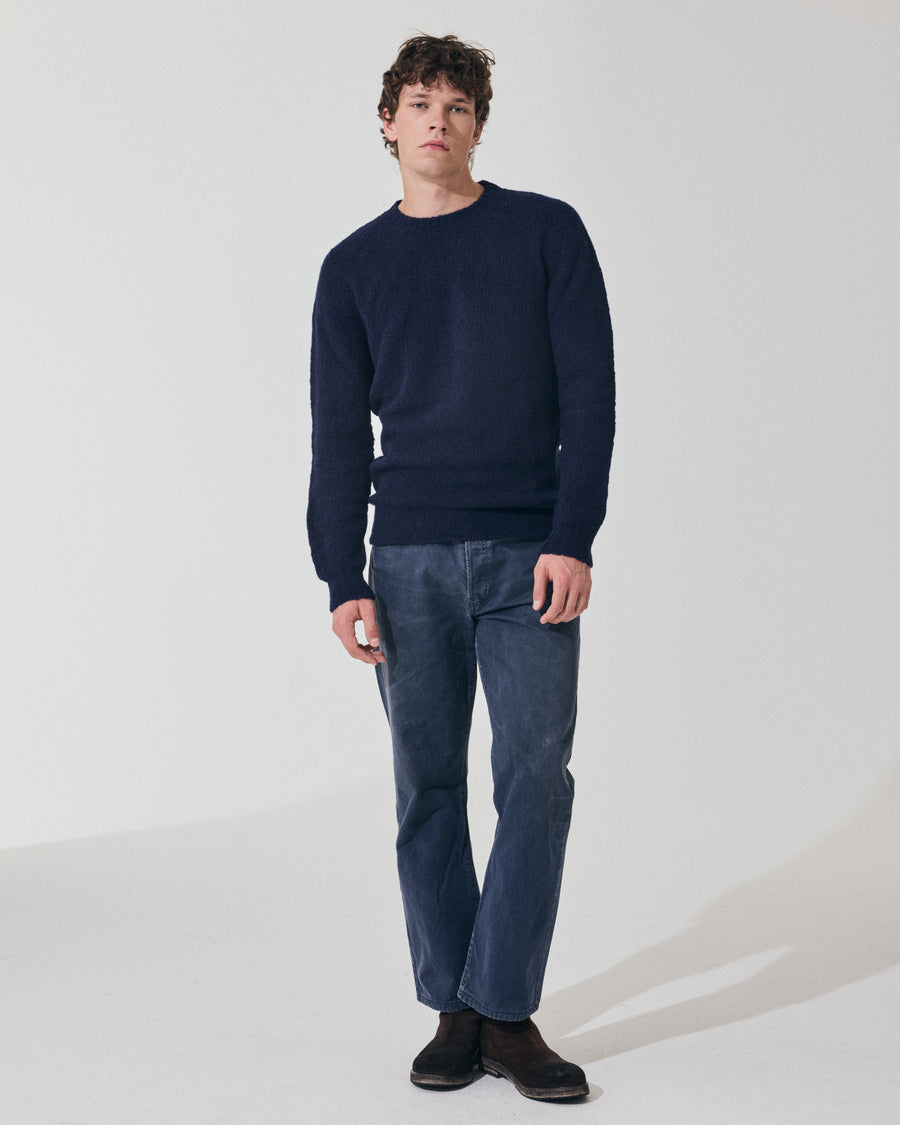 Scaglione ROUND NECK SEAMLESS PUFFED CASHMERE CASHMERE NAVY Negozio