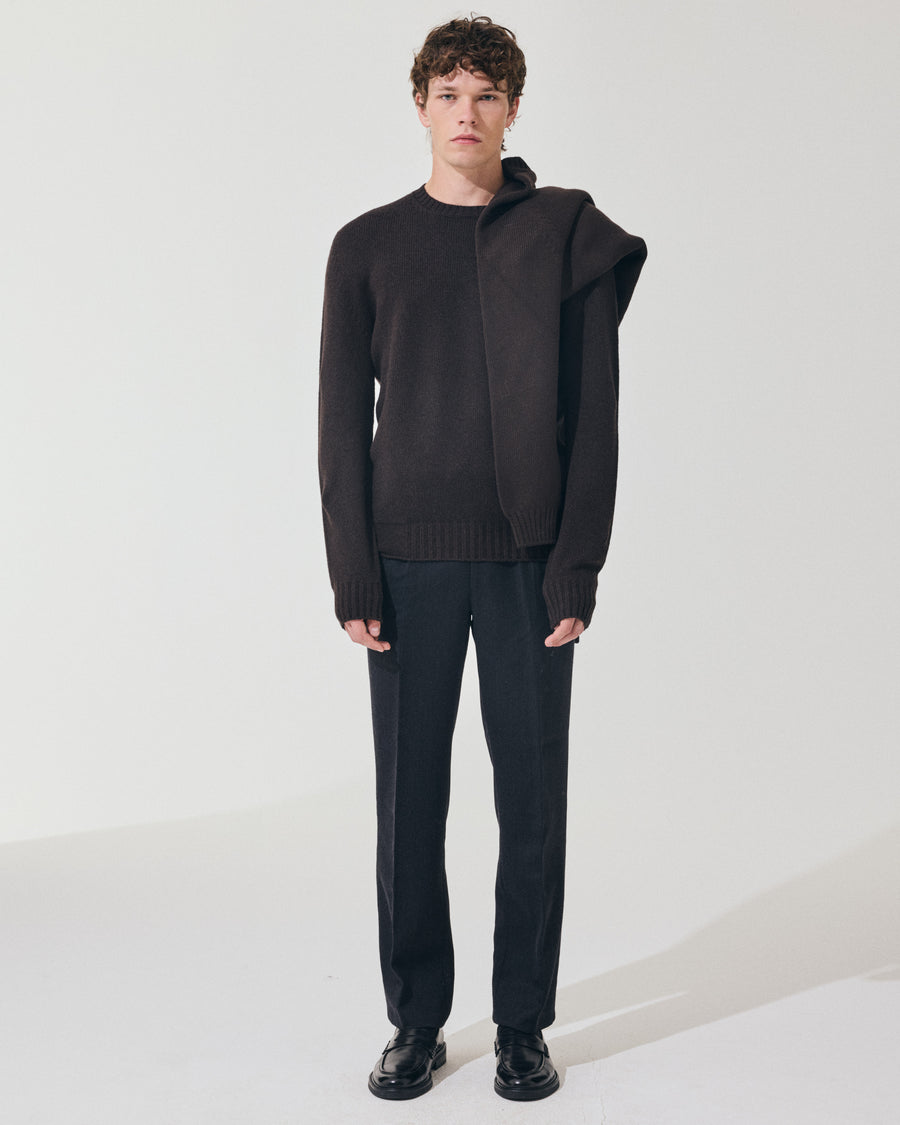 Scaglione ROUND NECK SOFT HYBRD CASHMERE EBANO Sconto di tempo limitato