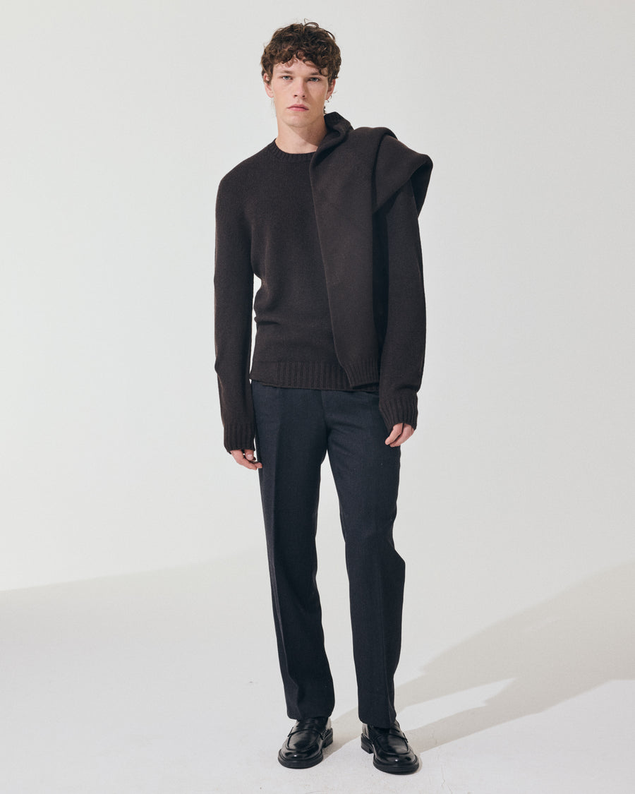 Scaglione ROUND NECK SOFT HYBRD CASHMERE EBANO Sconto di tempo limitato