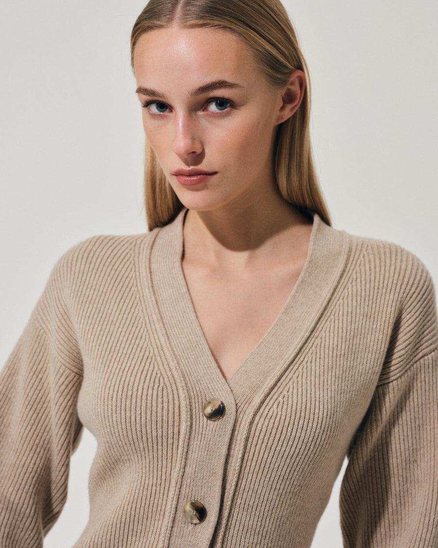 Scaglione CARDIGAN TIGHT FULLNEEDLE SAND Shopping online