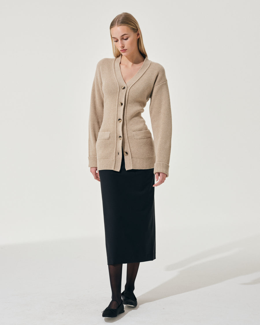 Scaglione CARDIGAN TIGHT FULLNEEDLE SAND Shopping online