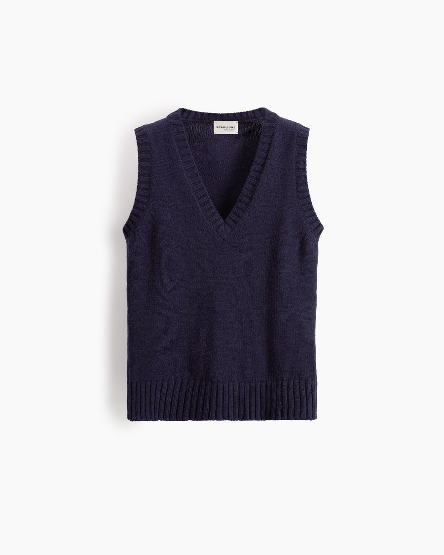 Scaglione GILET SOFT HYBRID CASHMERE NAVY Latest fashion