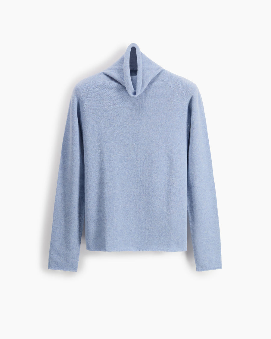 Scaglione TURTLE NECK RAGLAN SEAMLESS HYBRID CASHMERE CELESTE Lightning offer
