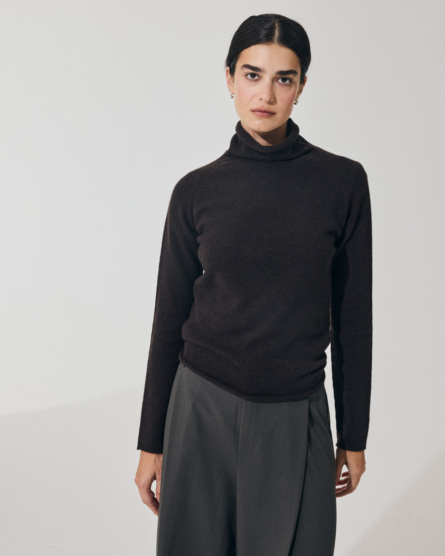 Scaglione TURTLE NECK RAGLAN SEAMLESS HYBRID CASHMERE EBANO Nuovi prodotti
