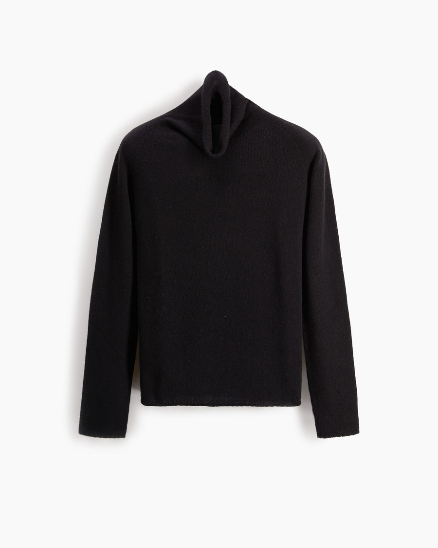 Scaglione TURTLE NECK RAGLAN SEAMLESS HYBRID CASHMERE BLACK Liquidazione
