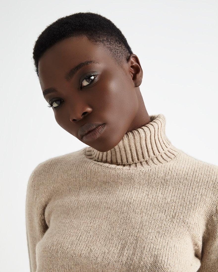 Scaglione TURTLE NECK SOFT HYBRID CASHMERE SAND Enormi risparmi