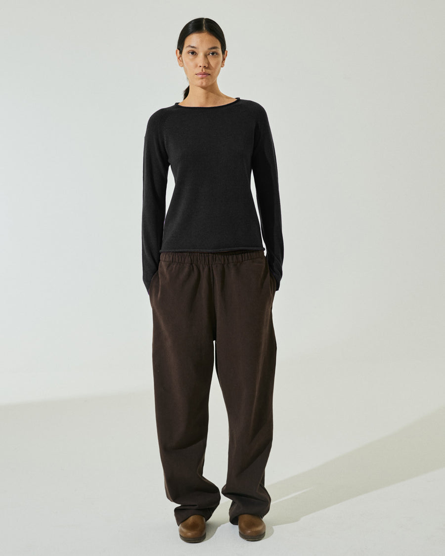 Scaglione ROUND NECK RAGLAN SEAMLESS HYBRID CASHMERE BLACK Super Saving Price