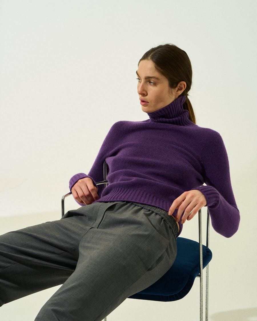 Scaglione TURTLE NECK SOFT HYBRID CASHMERE PURPLE Ultimi due giorni
