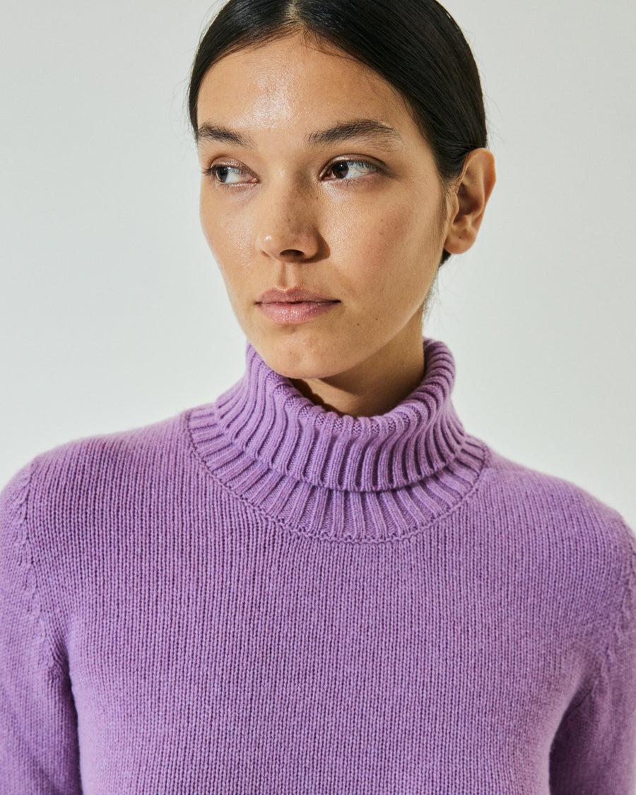 Scaglione TURTLE NECK SOFT HYBRID CASHMERE LILAC Ultimo giorno