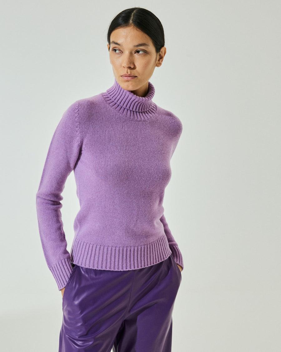 Scaglione TURTLE NECK SOFT HYBRID CASHMERE LILAC Ultimo giorno