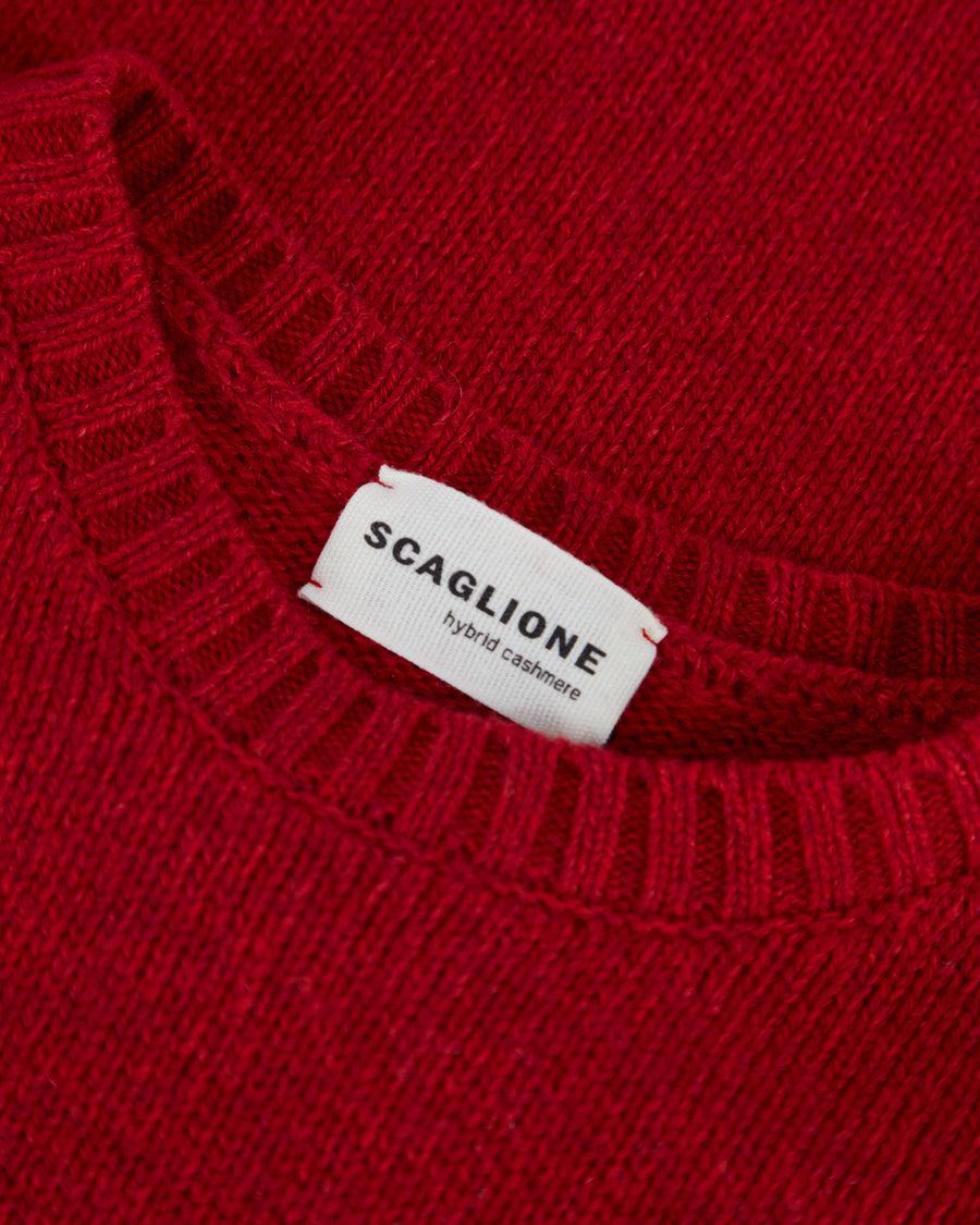 Scaglione ROUND NECK SOFT HYBRID CASHMERE RED Promozione temporanea