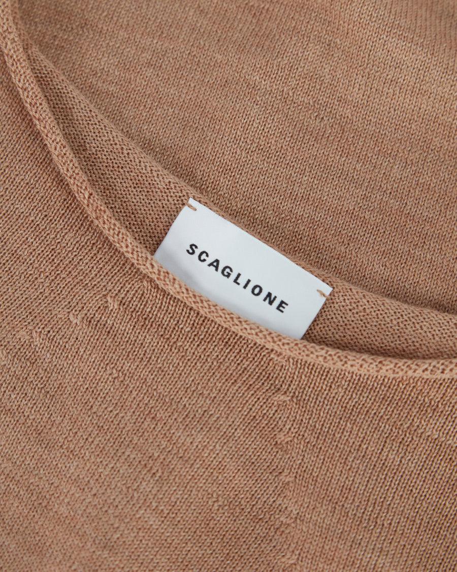 Scaglione BOAT NECK SEAMLESS MERINO CARAMEL Fino al 55% di sconto