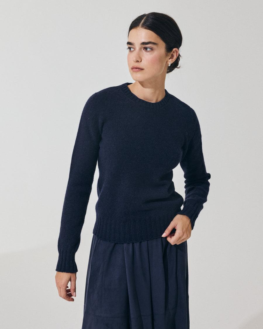 Scaglione ROUND NECK SOFT HYBRID CASHMERE NAVY Trasporto libero internazionale