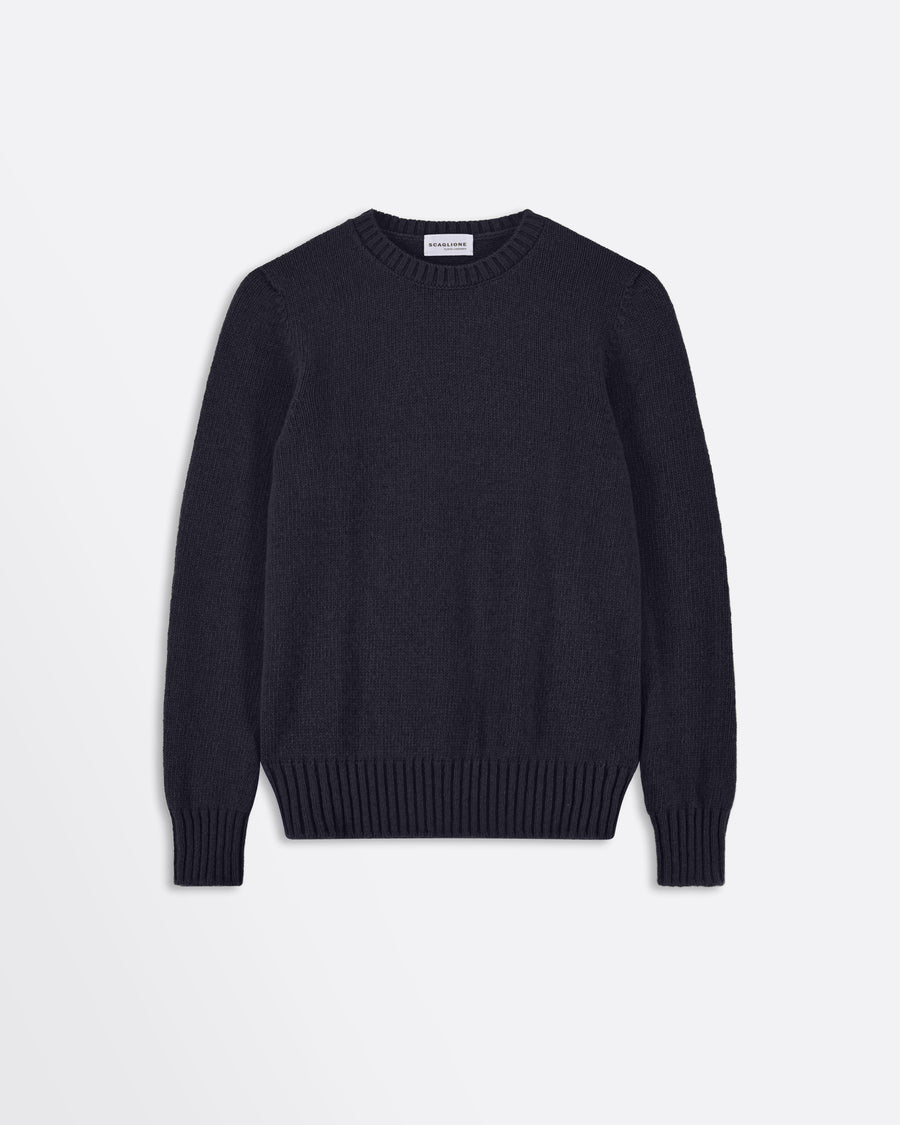Scaglione ROUND NECK SOFT HYBRID CASHMERE NAVY Trasporto libero internazionale