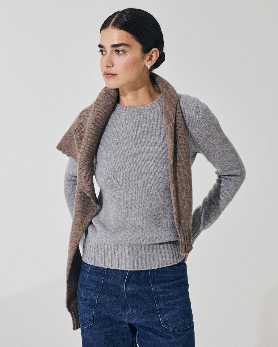 Scaglione ROUND NECK SOFT HYBRID CASHMERE GREY Limitato a 3 giorni