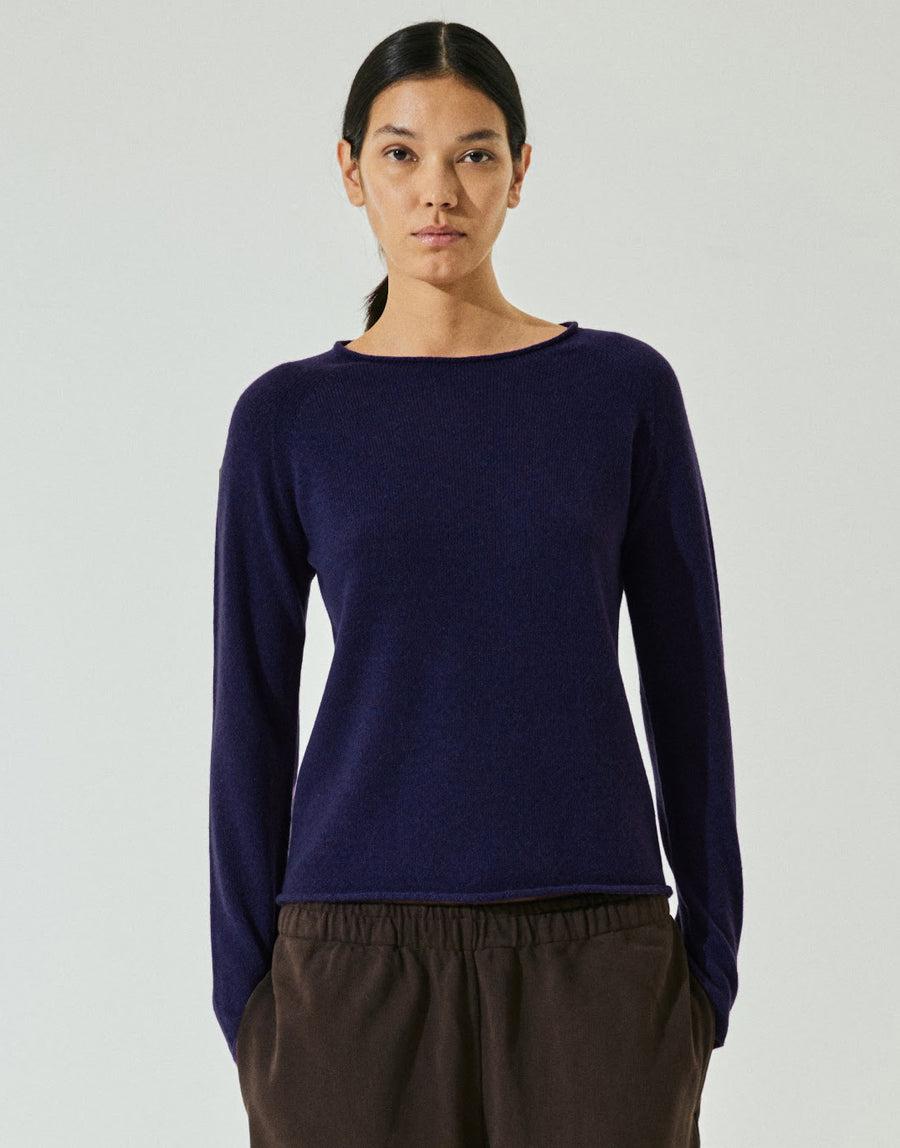 Scaglione ROUND NECK RAGLAN SEAMLESS HYBRID CASHMERE NAVY Offerte