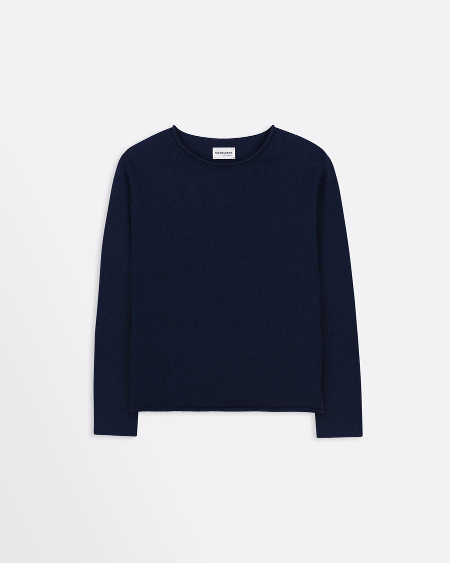 Scaglione ROUND NECK RAGLAN SEAMLESS HYBRID CASHMERE NAVY Offerte