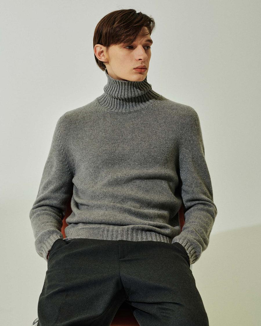 Scaglione TURTLE NECK SOFT HYBRD CASHMERE GREY Vendite stagionali