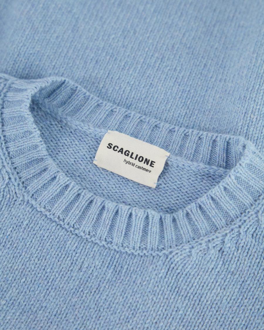 Scaglione ROUND NECK SOFT HYBRD CASHMERE CELESTE Offerta natalizia