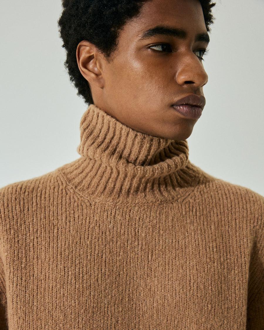 Scaglione TURTLENECK SEAMLESS PUFFED CASHMERE CAMEL Liquidazione