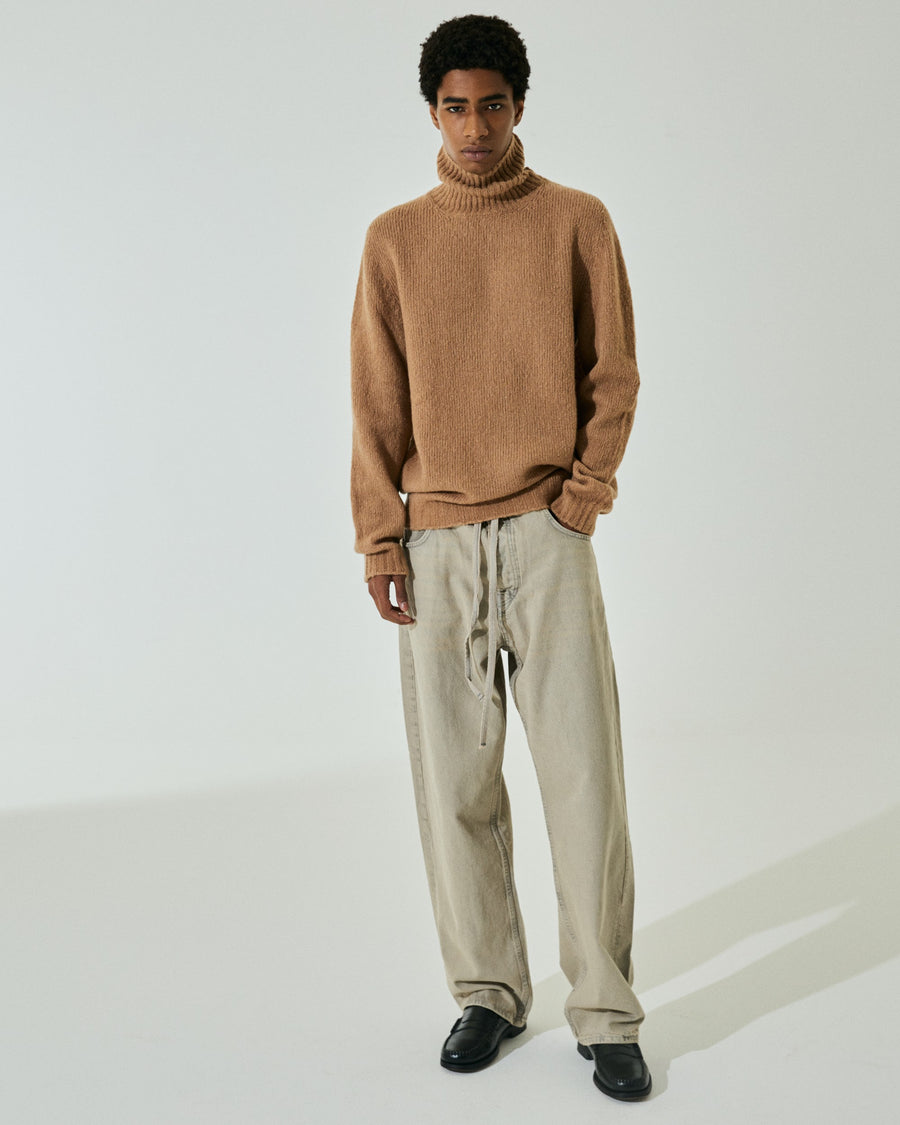 Scaglione TURTLENECK SEAMLESS PUFFED CASHMERE CAMEL Liquidazione