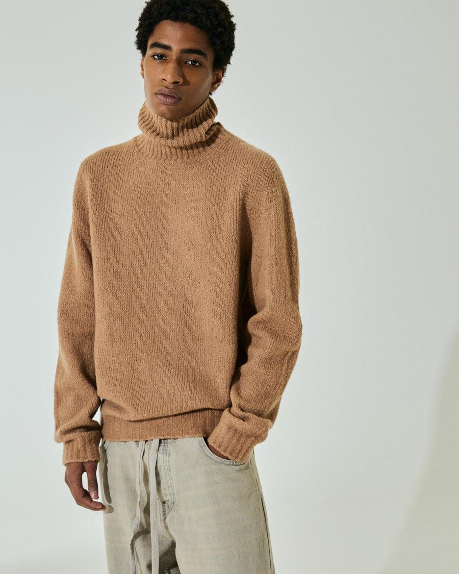 Scaglione TURTLENECK SEAMLESS PUFFED CASHMERE CAMEL Liquidazione