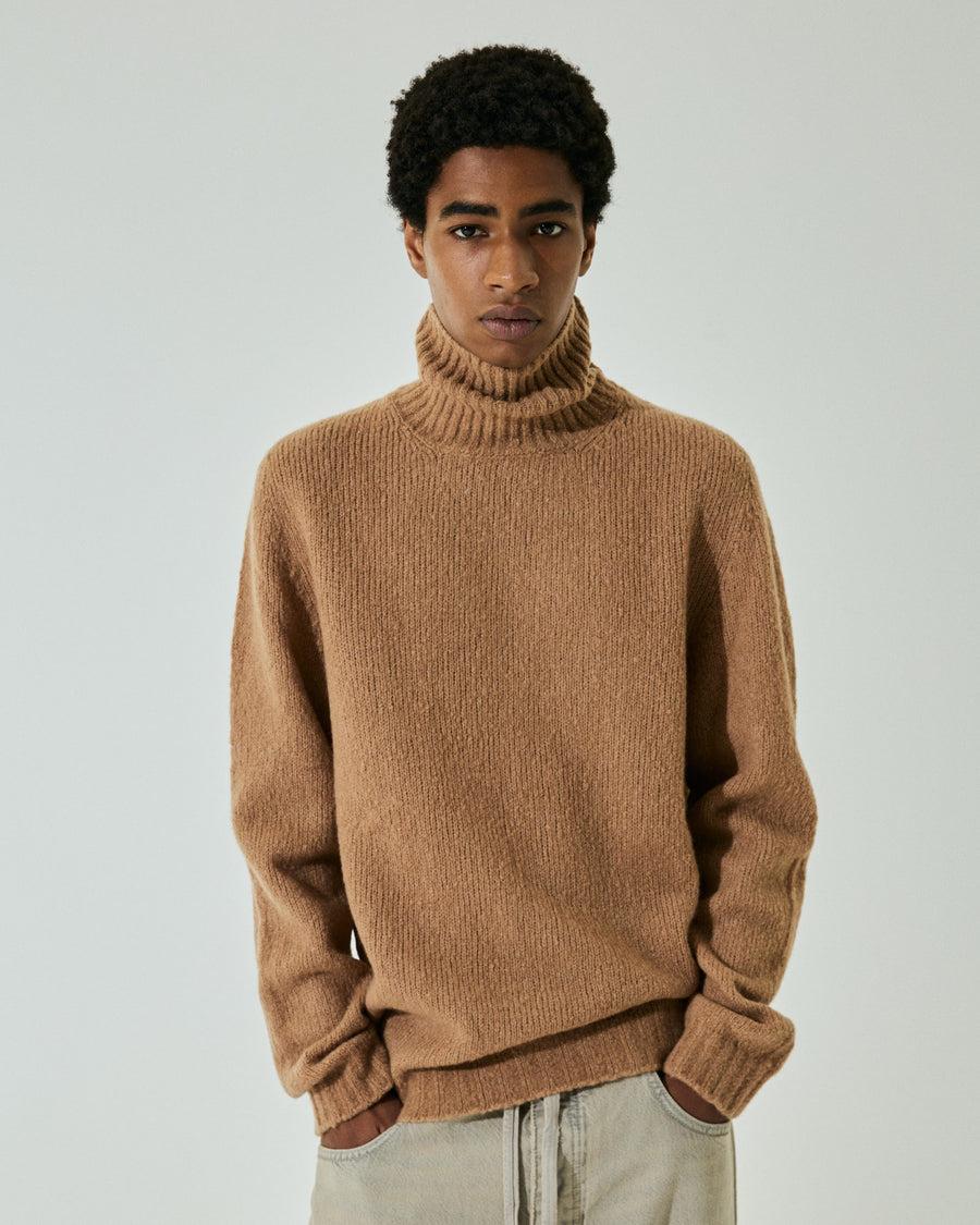 Scaglione TURTLENECK SEAMLESS PUFFED CASHMERE CAMEL Liquidazione