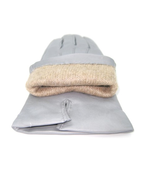 Sermoneta Gloves Guanto in Capretto 2bt con 3 cordoni fod. cashmere Grigio Perla Offerte