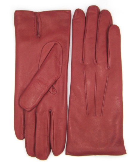 Sermoneta Gloves Guanto in Capretto 2bt con 3 cordoni fod. cashmere Vino Rosso Vendita Calda