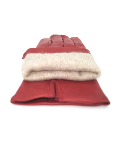 Sermoneta Gloves Guanto in Capretto 2bt con 3 cordoni fod. cashmere Vino Rosso Vendita Calda