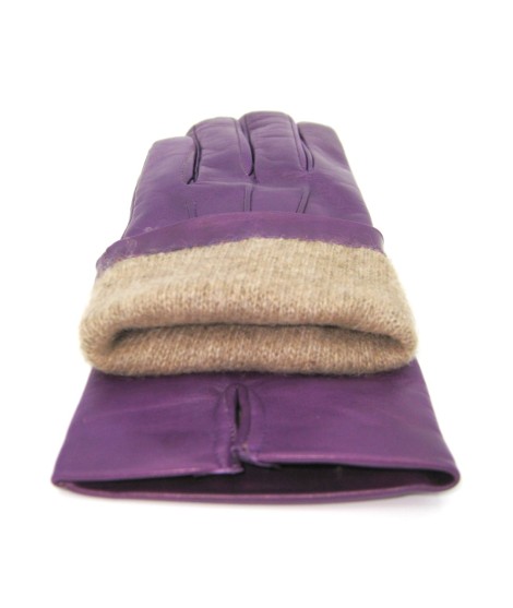 Sermoneta Gloves Guanto in Capretto 2bt con 3 cordoni fod. cashmere Viola Vendita Economica