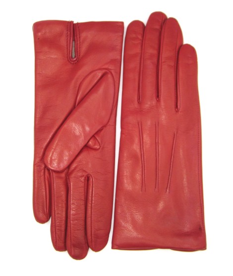 Sermoneta Gloves Guanto in Capretto 2bt con 3 cordoni fod. cashmere Rosso scuro I Più Venduti