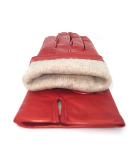 Sermoneta Gloves Guanto in Capretto 2bt con 3 cordoni fod. cashmere Rosso scuro I Più Venduti