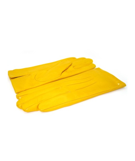 Sermoneta Gloves Guanto in Capretto 2bt con 3 cordoni fod. cashmere Giallo In Saldo