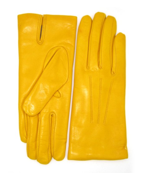 Sermoneta Gloves Guanto in Capretto 2bt con 3 cordoni fod. cashmere Giallo In Saldo