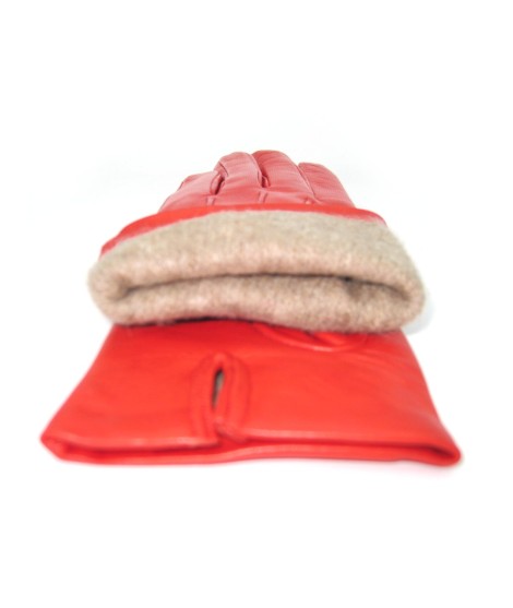 Sermoneta Gloves Guanto in Capretto 2bt con 3 cordoni fod. cashmere Rosso Moda