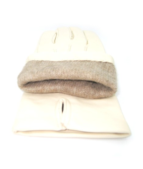 Sermoneta Gloves Guanto in Capretto 2bt con 3 cordoni fod. cashmere Panna 2025
