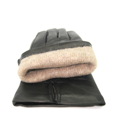 Sermoneta Gloves Guanto in Capretto 2bt con 3 cordoni fod. cashmere Nero 2025