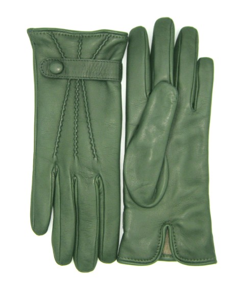 Sermoneta Gloves Guanto in Nappa con cinturino fod cashmere Verde oliva In Linea